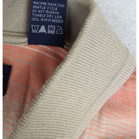 Safe Harbor Sportswear Men's Polo Orange Beige Striped Short Sleeve Retro Size L - Picture 13 of 16